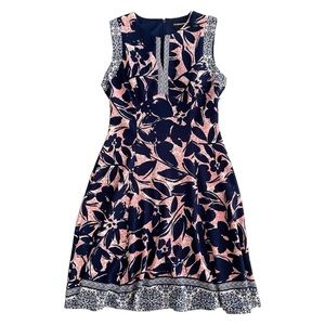 Liz Claiborne Sleeveless Orange & Blue Floral Fit and Flare Dress Women's Size 4